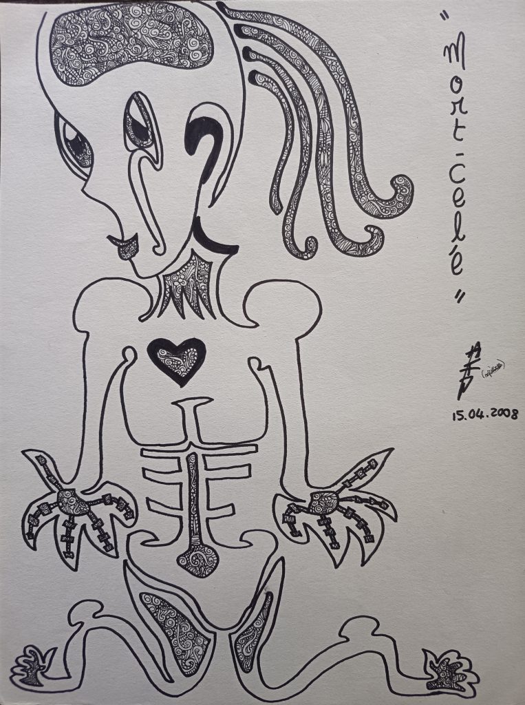 Morcelé squelette cubiste feutres
