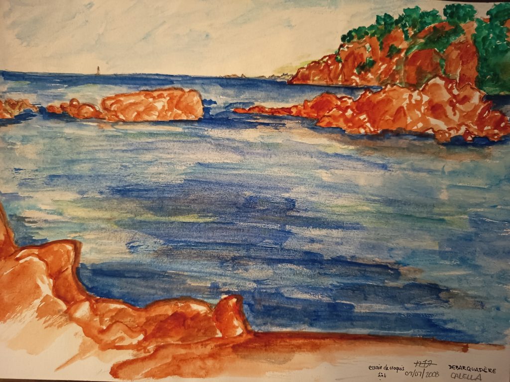 Débarcadère Calella de palafrugell dessin aquarelle