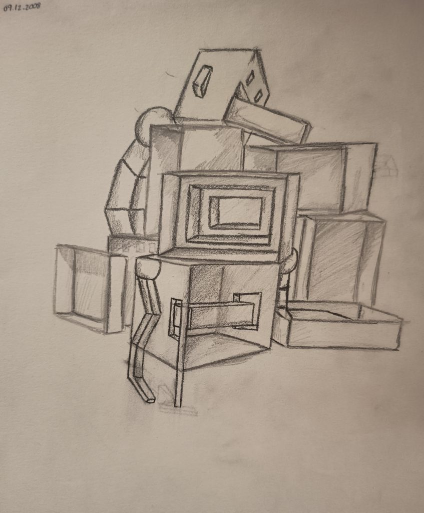Cubique, cube et robot crayon
