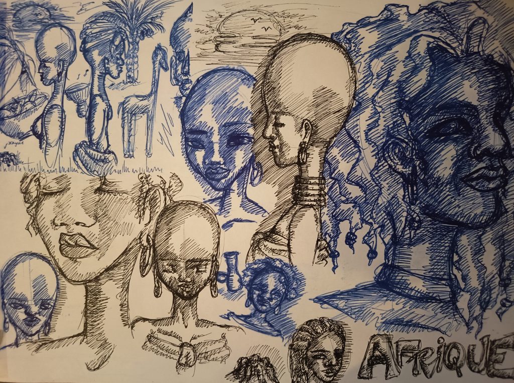 Afrique croquis divers stylos