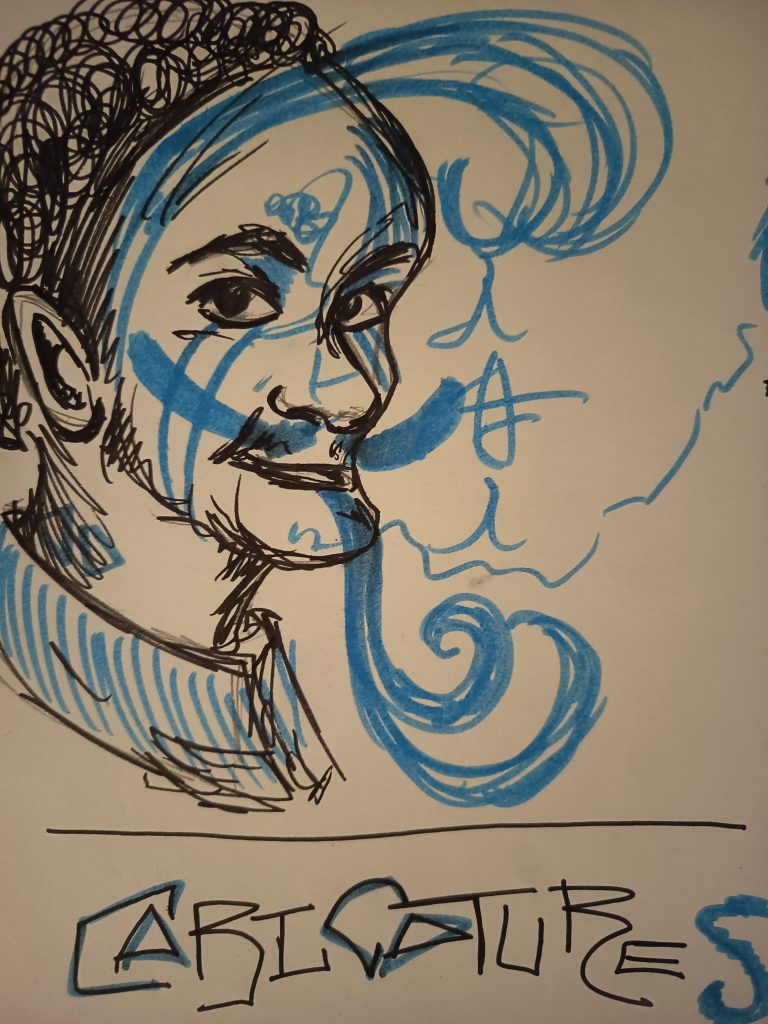 Face caricature Dali Feutre
