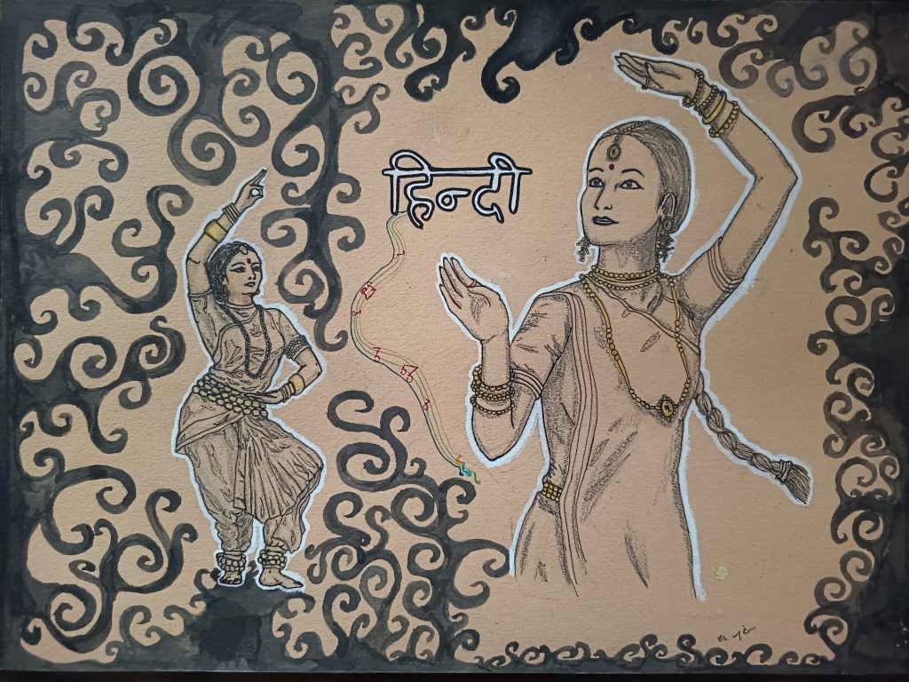 Indian dancers, crayons et feutres
