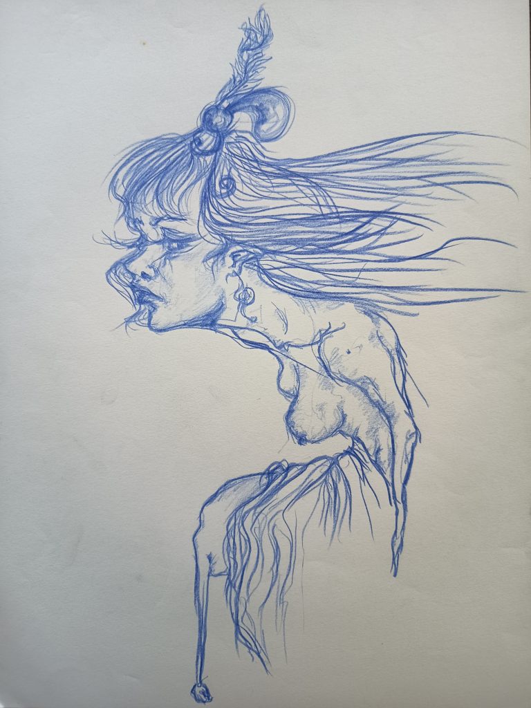 Woman animal mine bleu