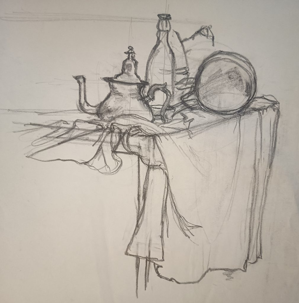 Bodegon, nature morte, crayon université Mirail II Toulouse arts appliqués