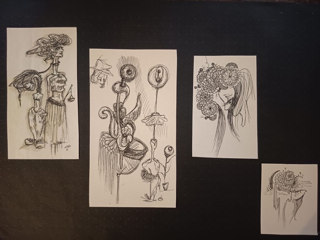 Divers dessins feutre fin noir