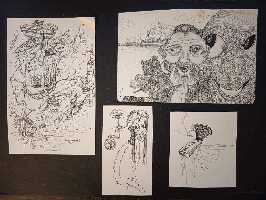 Divers dessins feutre fin noir