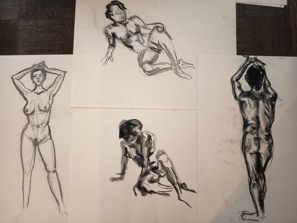 Dessin de nus fusain université Mirail II Toulouse arts appliqués
