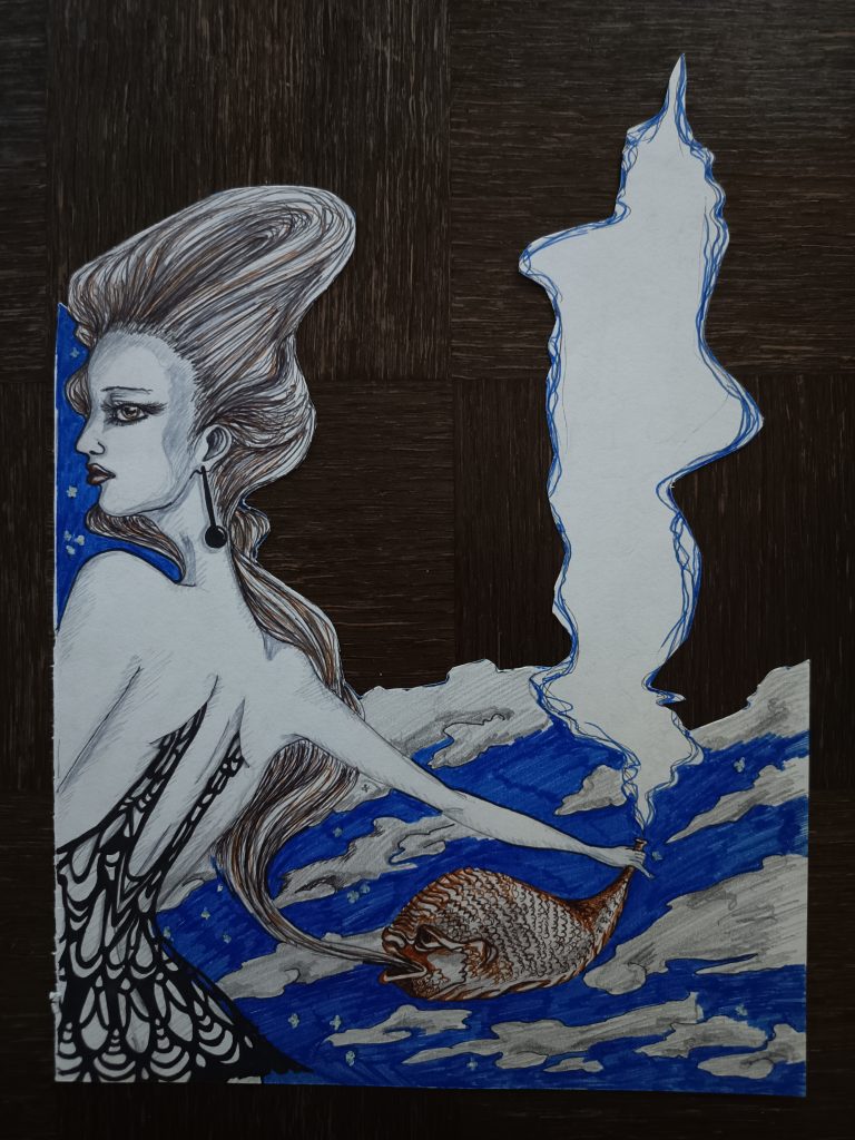 Woman and fish feutres