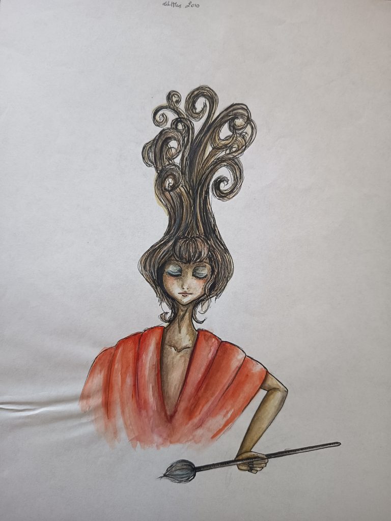 Woman y pincel aquarelle