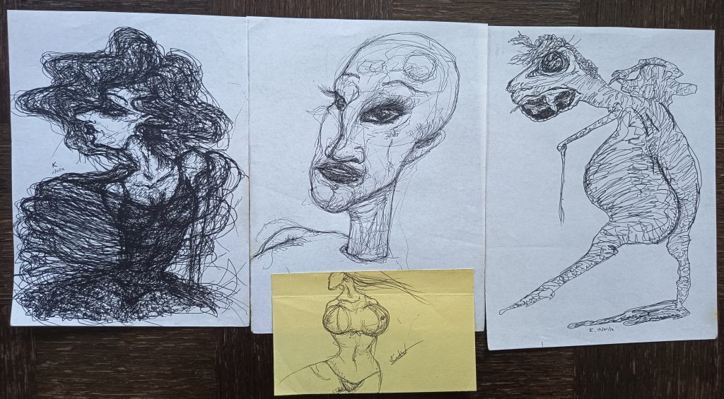 Dessin divers feutre fin noir