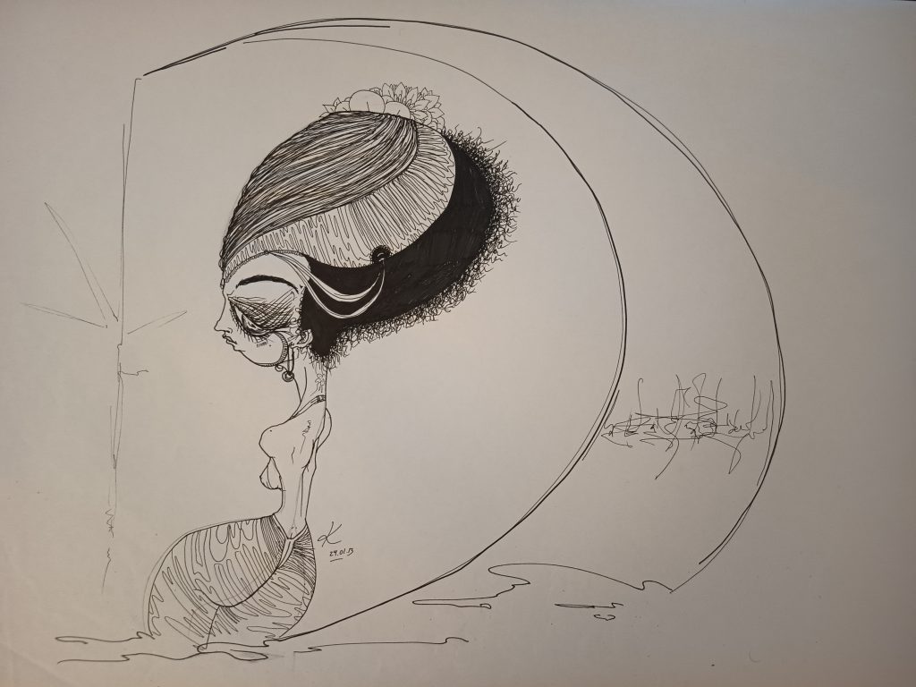 Moon woman feutre noir