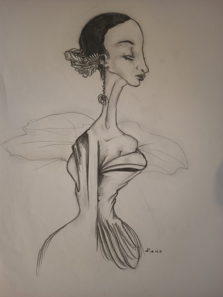 woman fusain