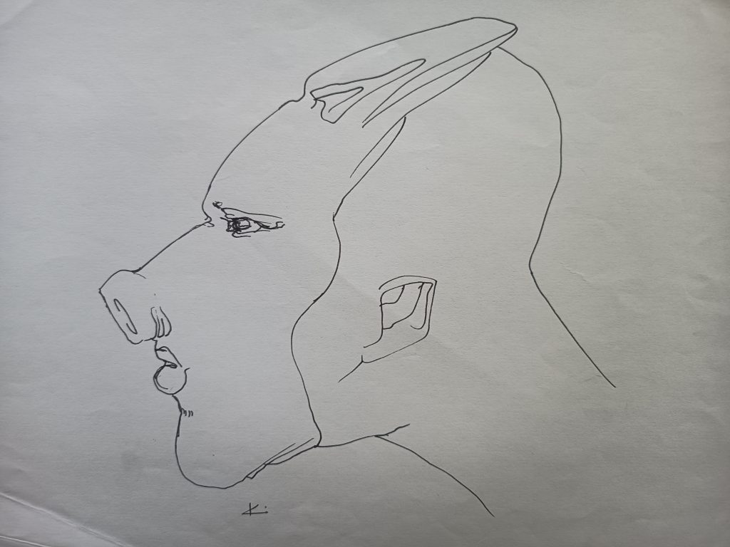 Pig mask man tracé simple épuré