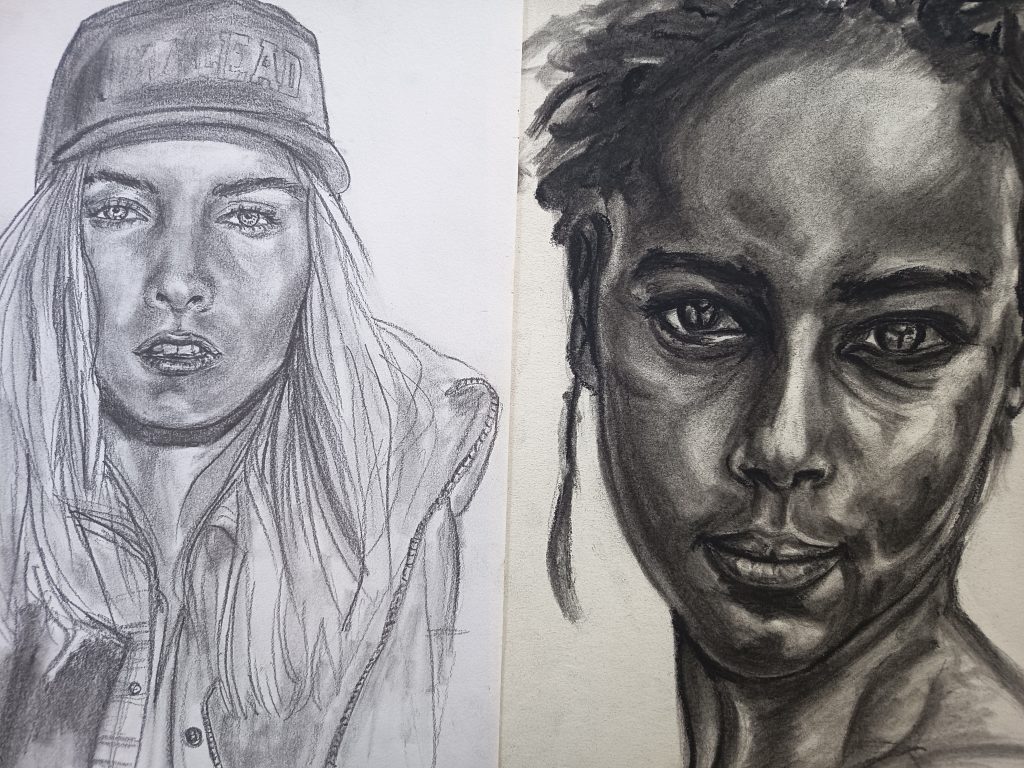 Training draw portrait réalisme crayon et fusains