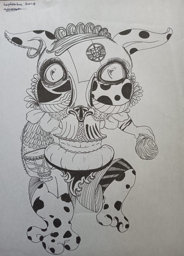 Player Illustration surréaliste feutre noir animal joker