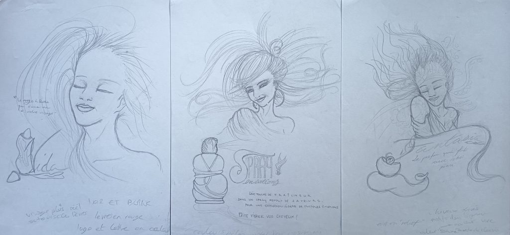 Pubs parfum ideas com illustration crayon maquette affiche et produit flacon