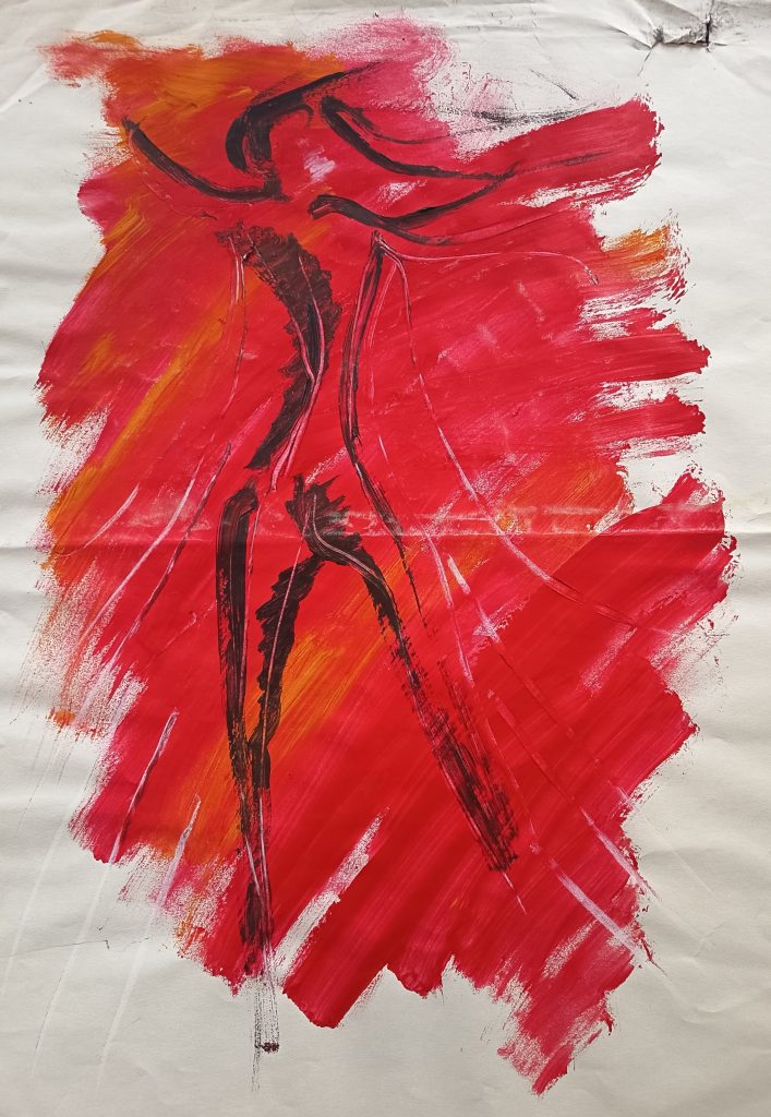 catalan colors shadow contours woman body peinture acryilique