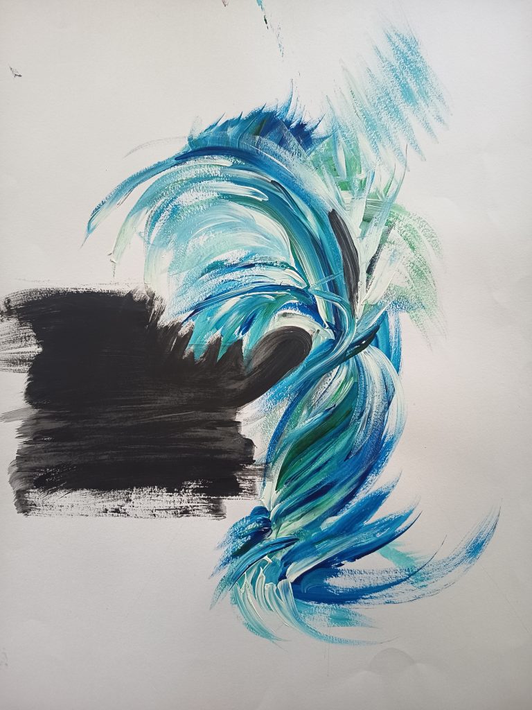 abstrac blues waves peinture acryilique