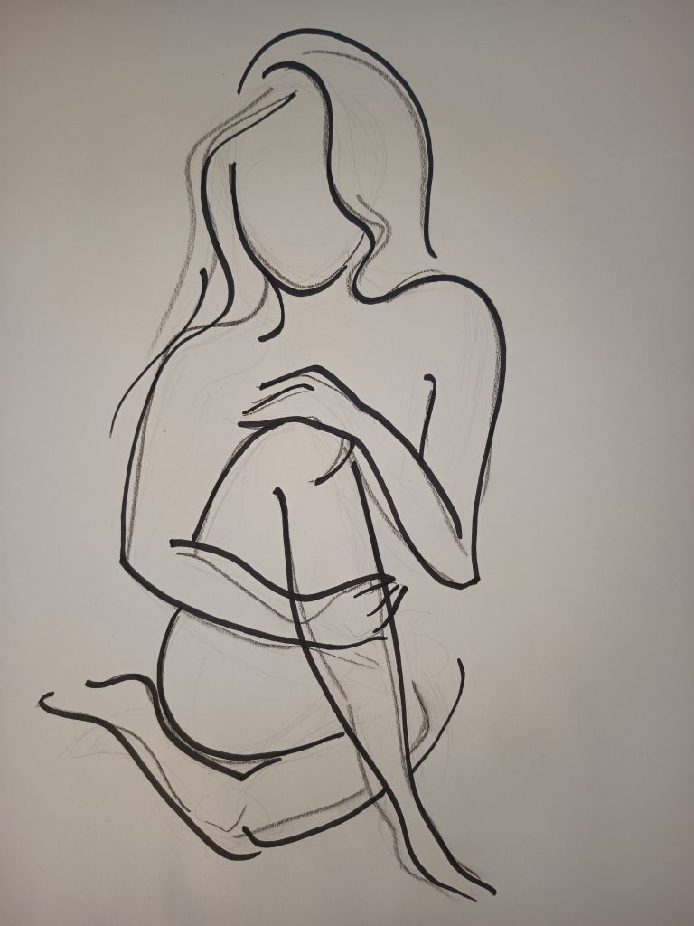 Femme reposé silhouette corp évidée simple épuré