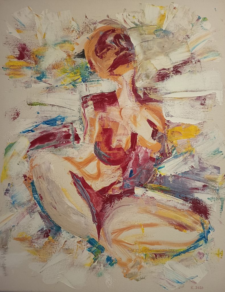 Acrylique semi abstract woman colorful