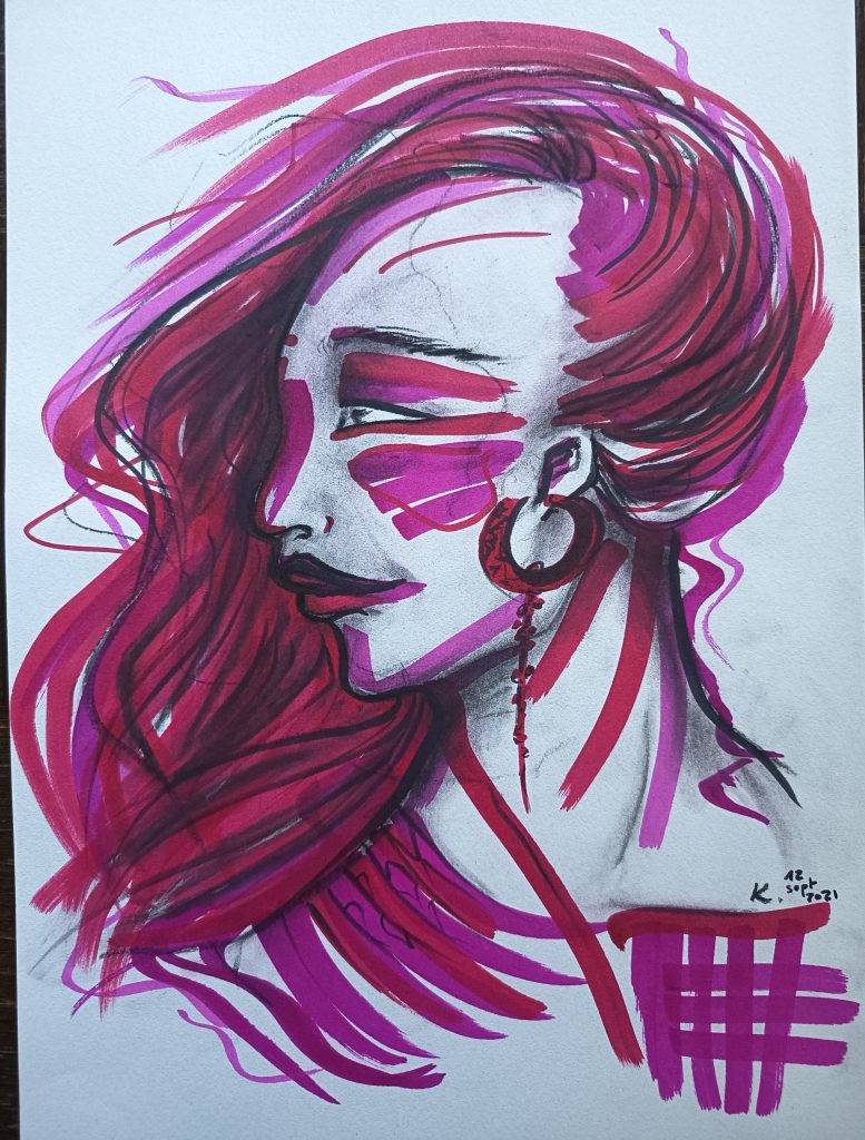 Sweet Tribal woman feutres et crayon
