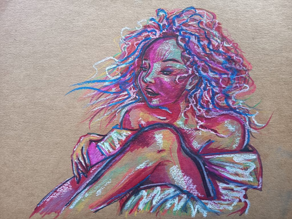 Colored rayon ultraviolet girl pastels