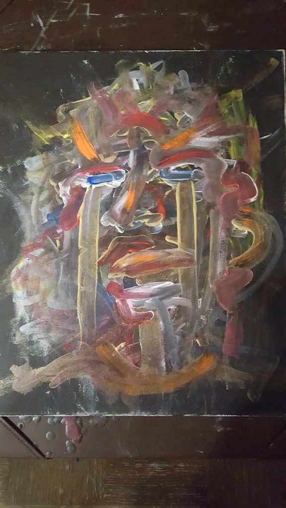 Mood peinture acrylique couleurs expressif fat glacis couches badmood fond noir portrait interne instant spontané