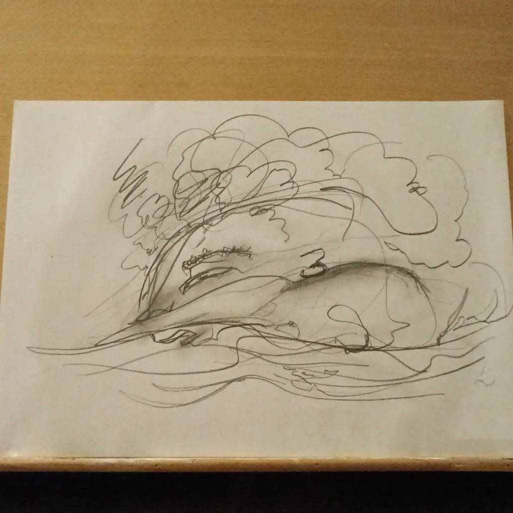 Croquis rapide presque sans lever le crayon nager sens contraire adversité