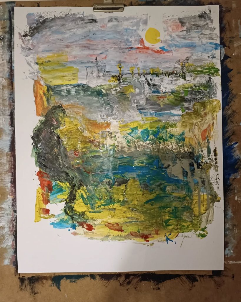 Mood peinture acrylique presque expressionnisme abstrait colorful