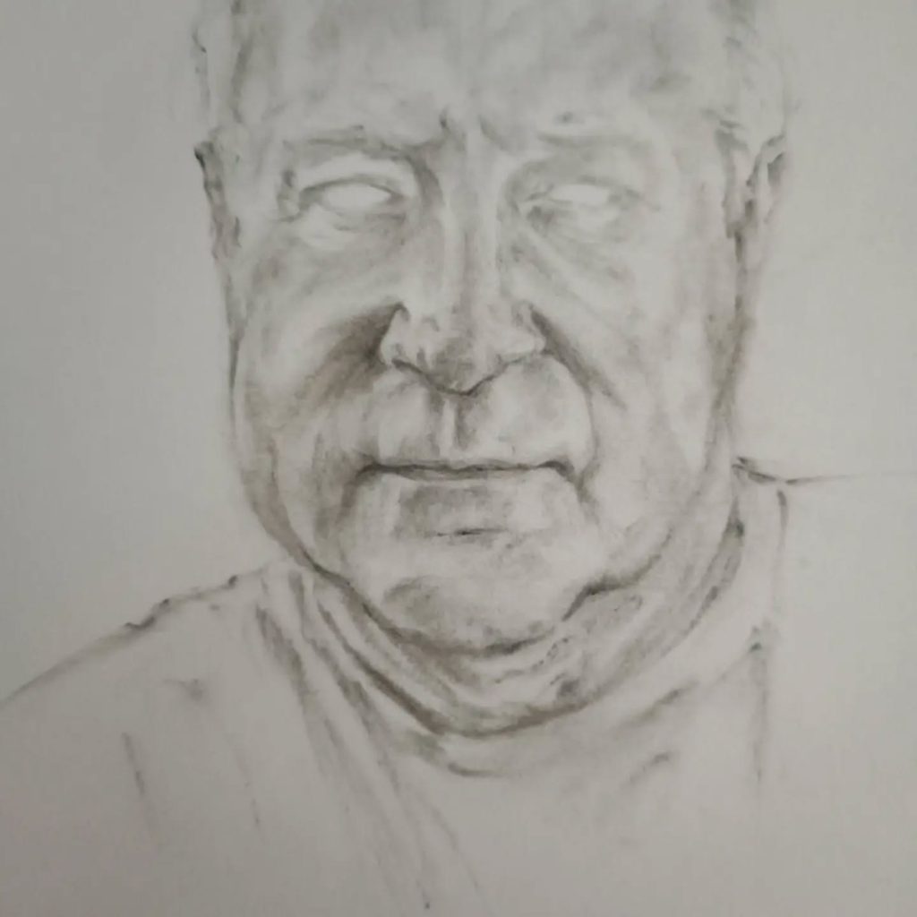 Esquisse du Portrait de Roger craie noire homme