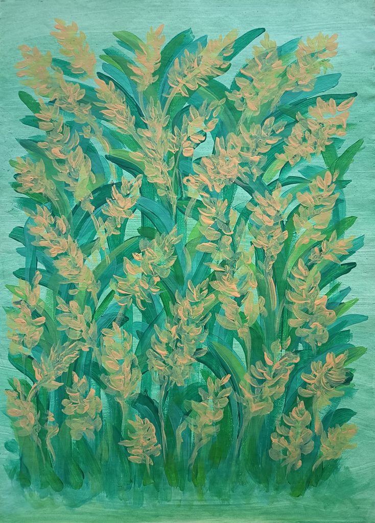 Buisson d'épis de Blé peinture acrylique pensé pour papier-peint