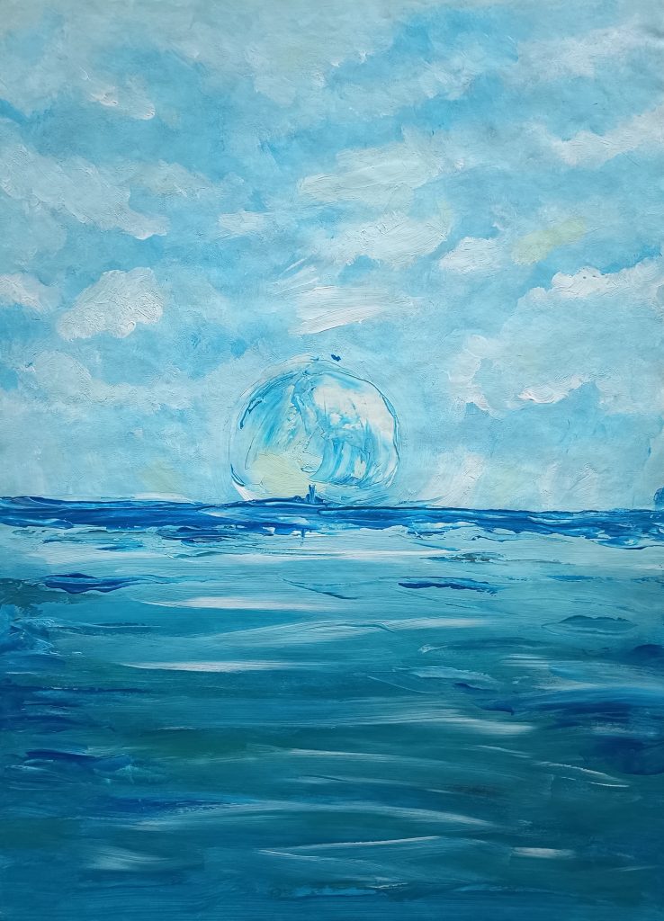 Sea & moon, ciel et mer, mar et lune peinture acrylique pensé pour papier-peint