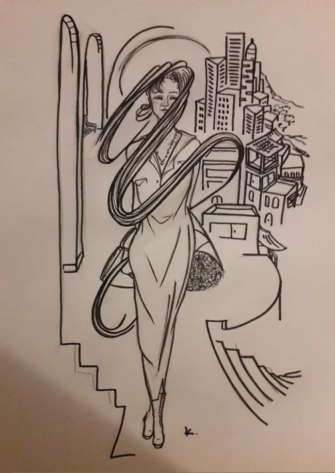 Woman and city mode stylish illustration
