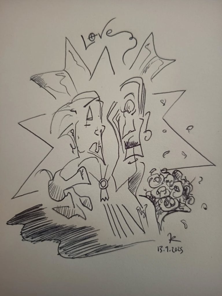 Croquis cubiste rigolo funny stylo loufoque