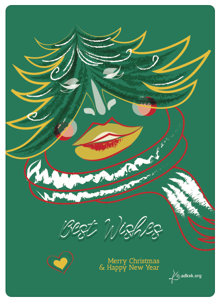 Carte de vœux Noël Navidad Nadal Christmas Mère sapin