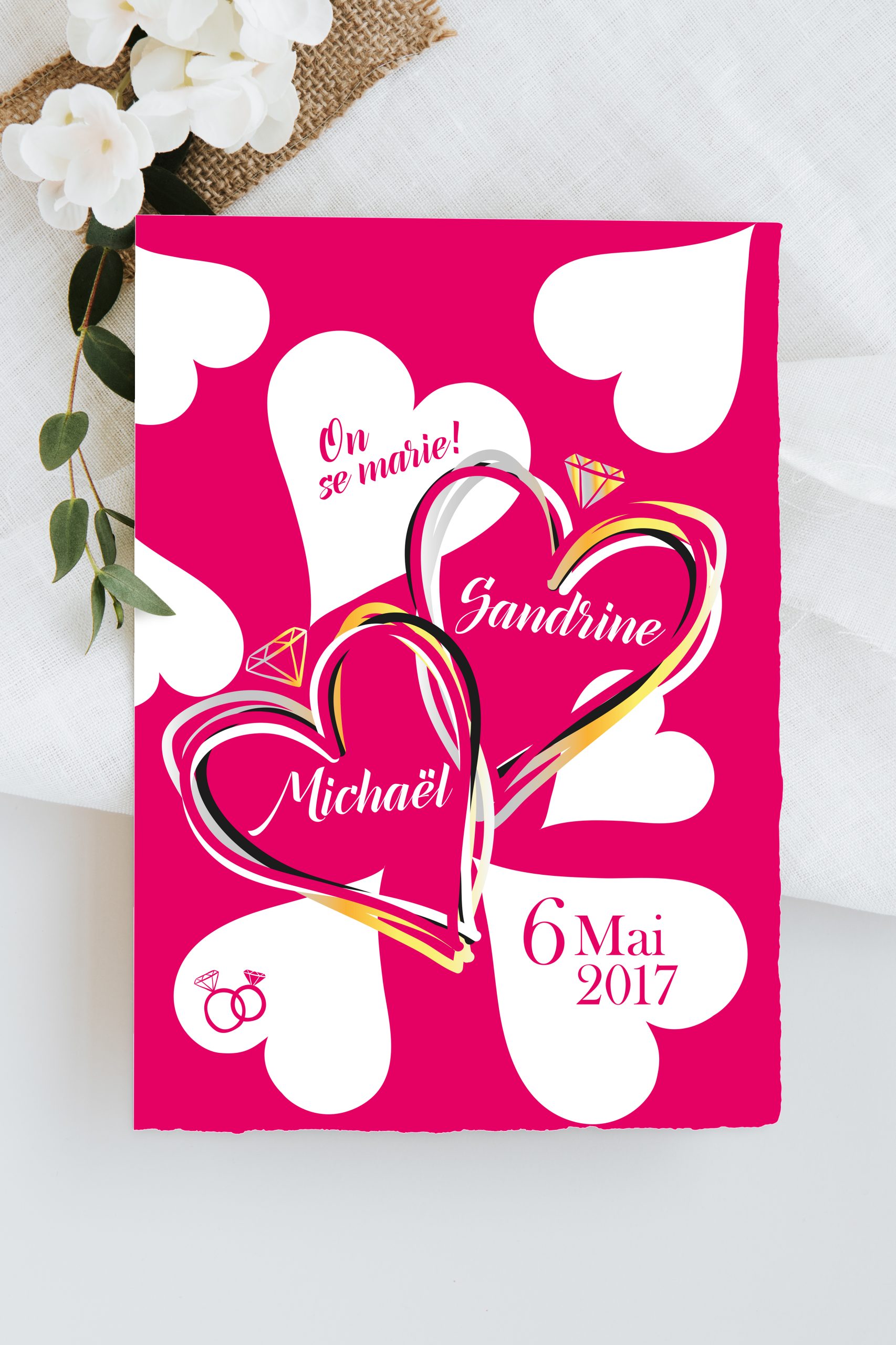 Faire part de Mariage, invitation weeding digital heart corazon amor boda cœur