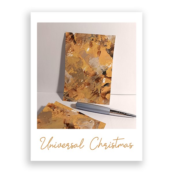 Carte de noël artisanale – Skin — tons dorés et ocres, textures riches