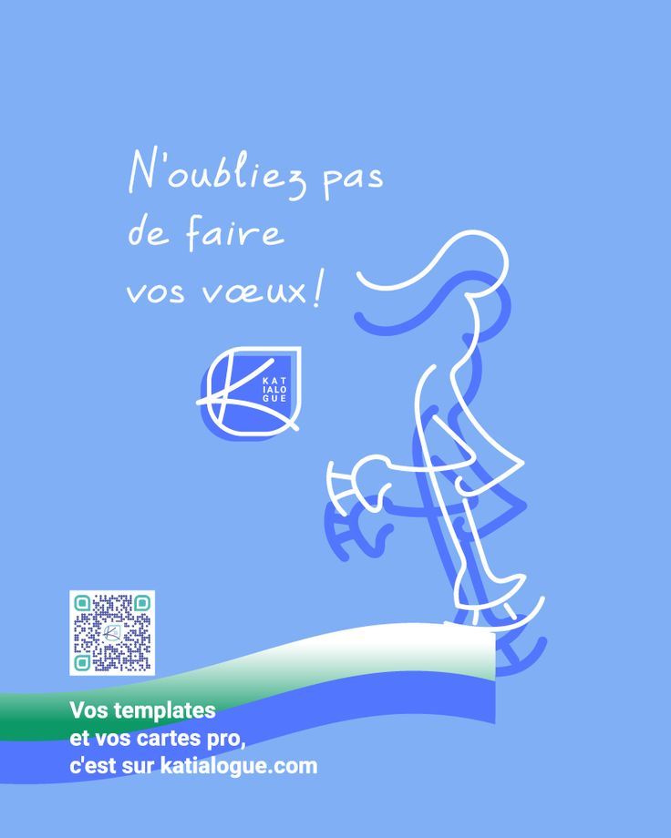 Carte de vœux sport d'hivers Patins