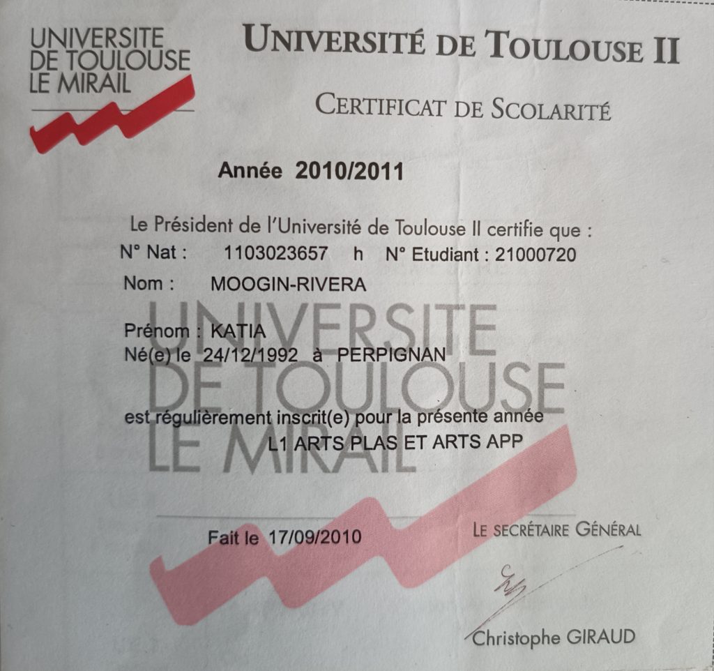 Entrée à l'université du Mirail Toulouse II Arts Appliqués