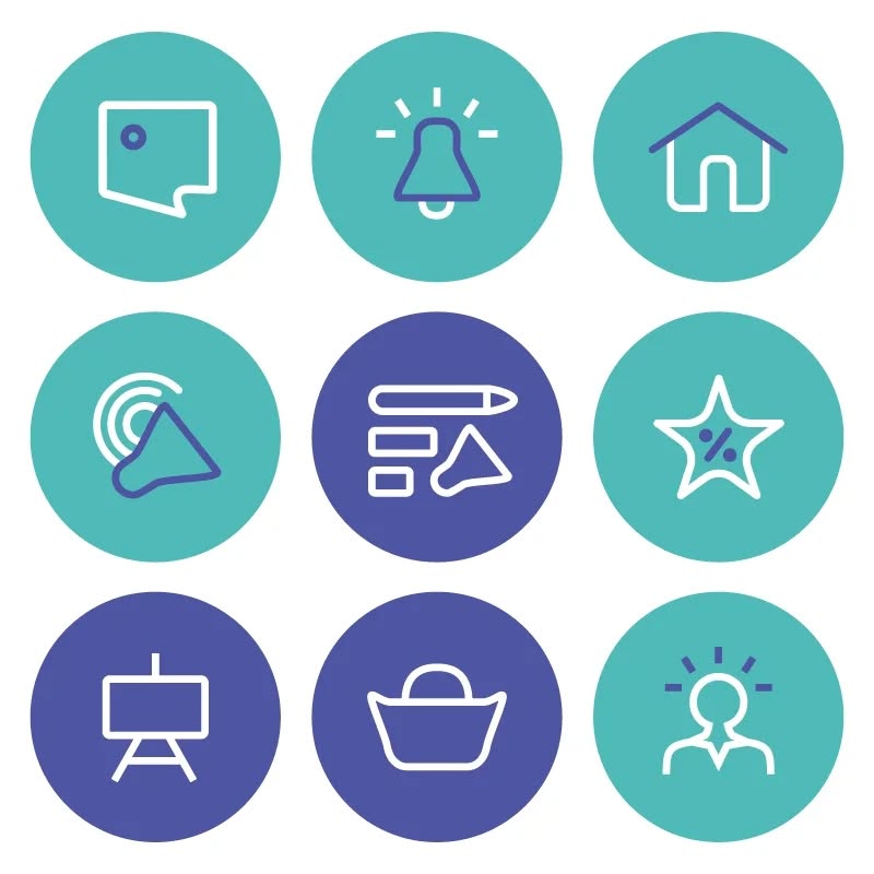 Série de pictogrammes pour le web ou autres supports de communications