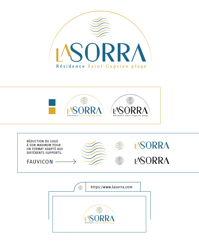 Identité visuelle La Sorra, Résidence appart hotel à st cyprien plage dans le sud de la france, même patrons que l'hôtel marisol. Charte graphique