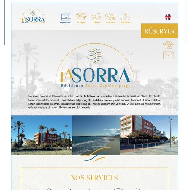 Identité visuelle La Sorra, Résidence appart hotel à st cyprien plage dans le sud de la france, même patrons que l'hôtel marisol. Demo site web