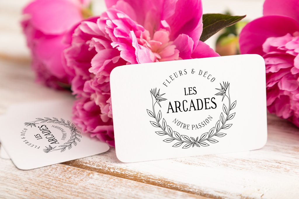 Les Arcades Fleuriste Logo carte de visite