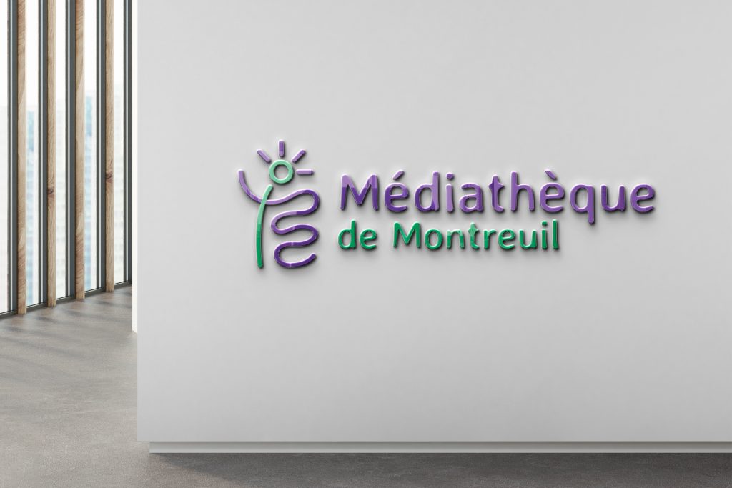 Identité visuelle de la médiathèque de montreuil. Logo enseigne