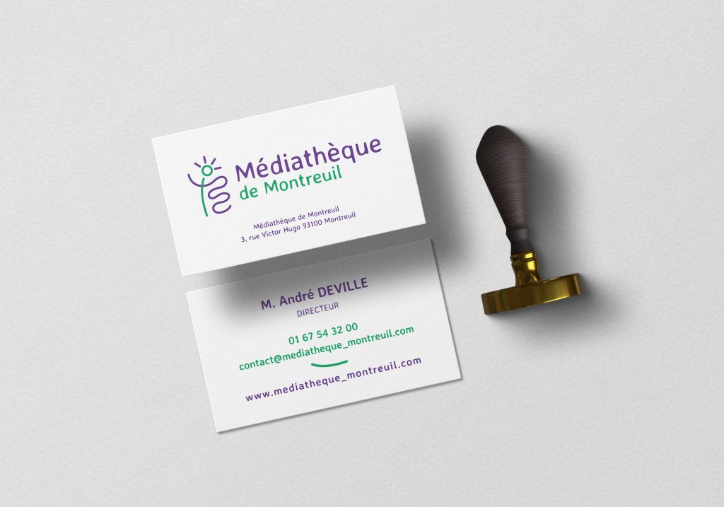 Identité visuelle de la médiathèque de montreuil Logo Carte de visite