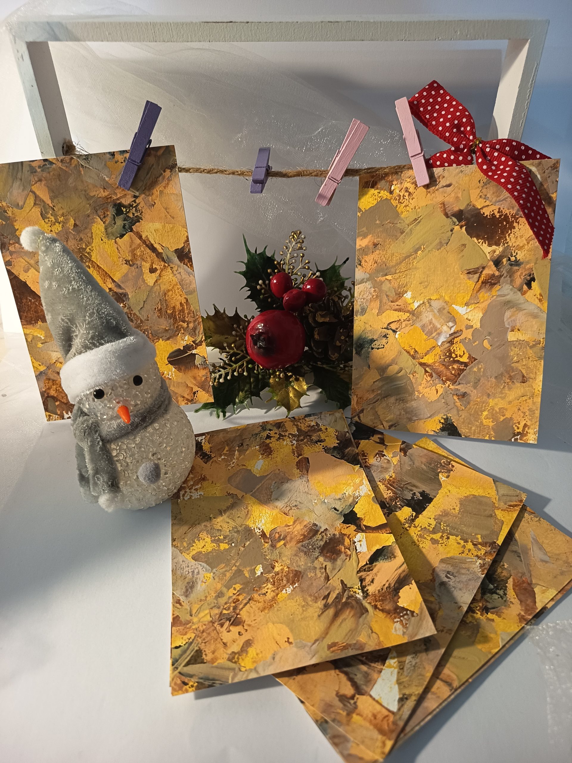 Carte de noël artisanale – Skin — tons dorés et ocres, textures riches