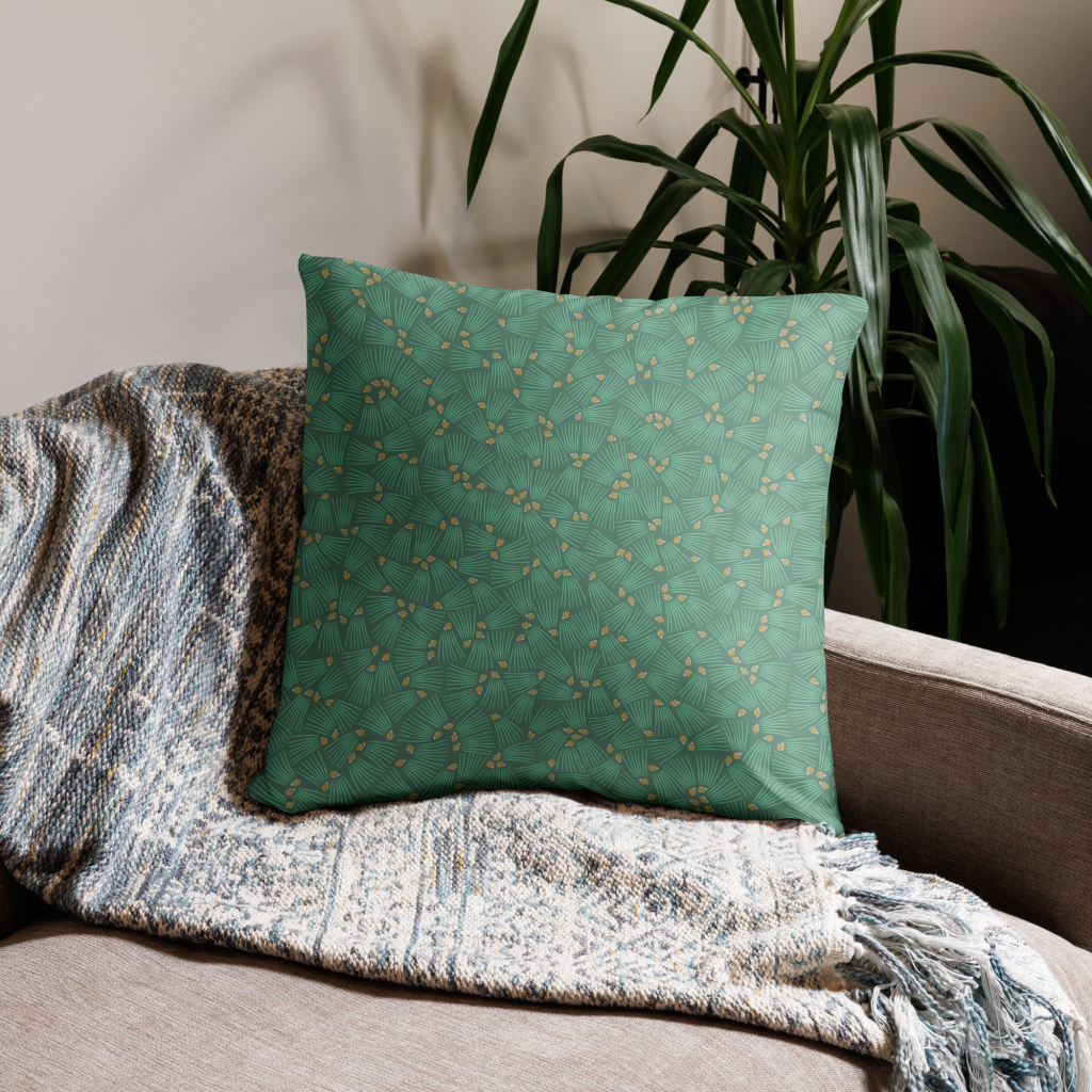 Taie de coussin Pin Ombrage. Un motif pomme de pin qui couvre les saisons les plus piquantes, de l'été à Noël.