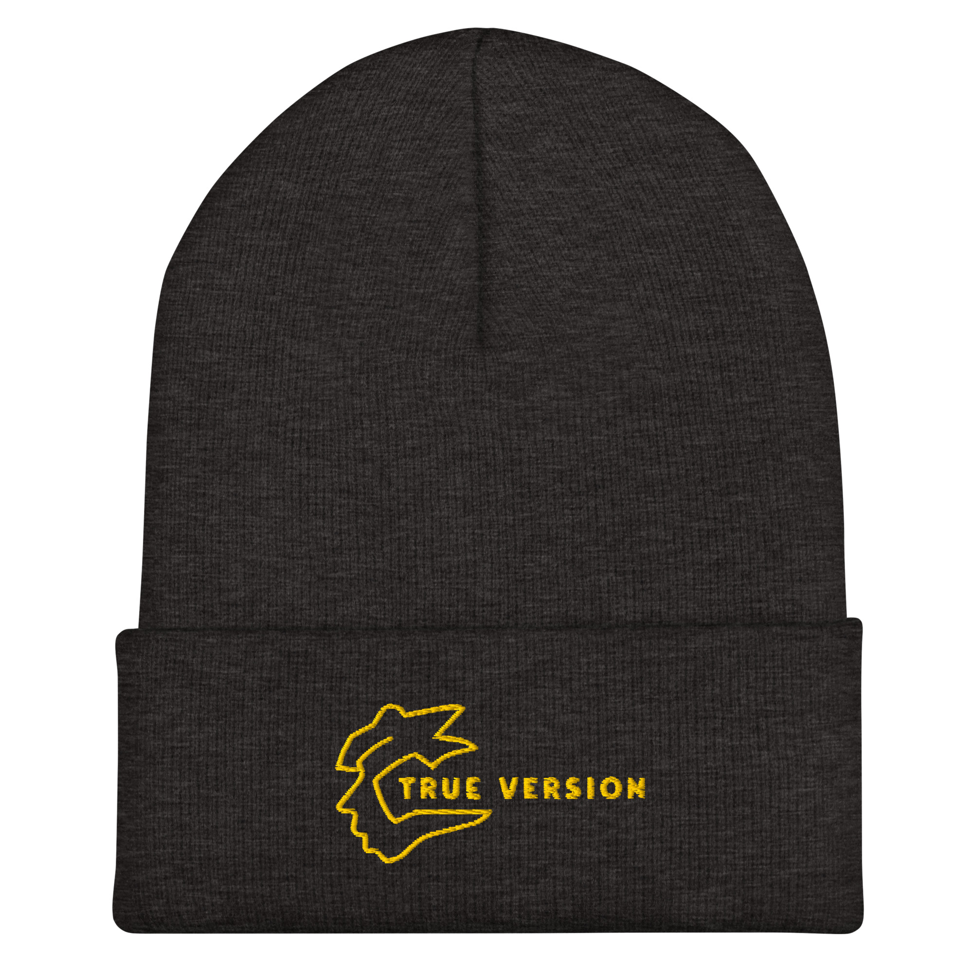 Bonnet True Version, confortable et bien ajusté, avec une tête de profil et un message. Un motif qui raconte une part de soi. grey